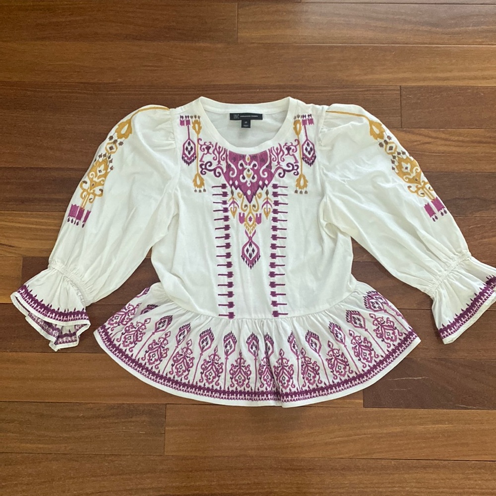 INC International Concepts Embroidered Blouse XS